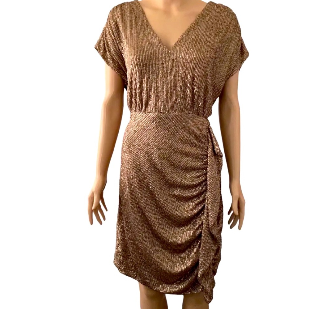 BRAND NEW Chelsea 28 Dress Bronze Sequins Womens Size Large
